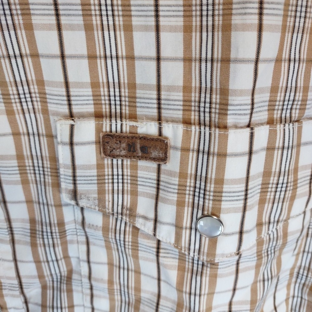 Carhartt Shirt Men SZ MED BRN Plaid Western Pearl Snap Cowboy Rodeo Hipster Work - Picture 3 of 7